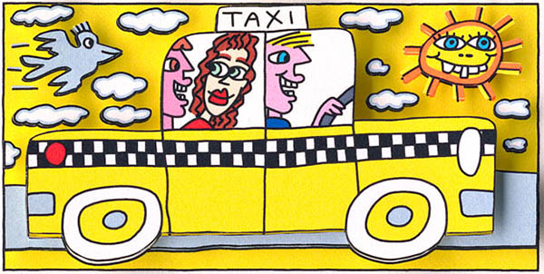 A mellow yellow taxi cab;3D-Grafik, 50 Exemplare,;6 x 12 cm;550 - Galerie Wroblowski